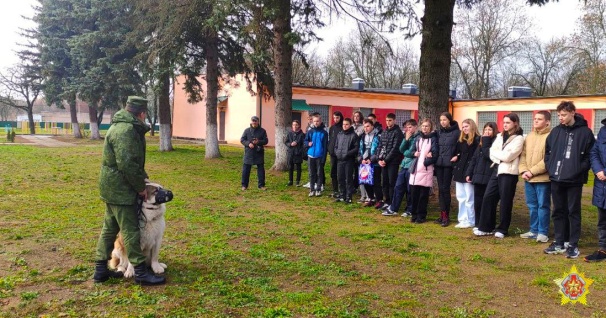 Школьники в гостях у армейских кинологов