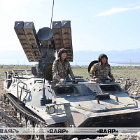 Белорусские военнослужащие, прибывшие в  Кыргызстан для участия в учениях ОДКБ, разместились в полевом лагере