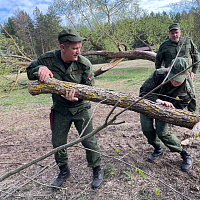 Военные медики тоже приняли участие в субботнике 