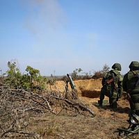 Завершающая стадия слаживания минометной батареи