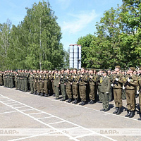 Торжественный ритуал приведения военнослужащих нового пополнения к Военной присяге в 15 зрбр
