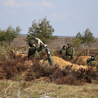 Завершающая стадия слаживания минометной батареи