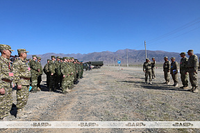 Белорусские военнослужащие, прибывшие в  Кыргызстан для участия в учениях ОДКБ, разместились в полевом лагере