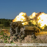 На полигоне Осиповичский проходит состязание на лучшую артиллерийскую батарею ракетных войск и артиллерии Вооруженных Сил.