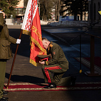 Торжественный ритуал прощания с Боевым Знаменем начальника Военной академии генерал-майора Андрея Горбатенко
