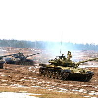 Контрольные стрельбы штатным артиллерийским выстрелом из танка Т-72Б в 11 омбр