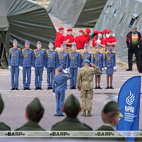 Участники военно-патриотической игры «Зарница» разместились в палаточном лагере на полигоне Брестский