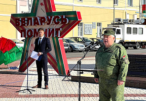 Церемония закрытия учебных сборов с военнообязанными территориальных войск Гомельской области