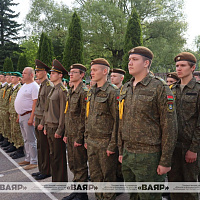 В расположении военного факультета в ГрГУ имени Янки Купалы сегодня была открыта смена военно-патриотического лагеря