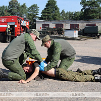 В 557-й инженерной бригаде Западного оперативного командования прошло совместное пожарно-тактическое учение