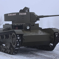 На территории историко-культурного комплекса «Линия Сталина» состоялась презентация танка Т-26