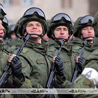 Очередная тренировка расчетов пешей колонны к параду войск Минского гарнизона 9 Мая