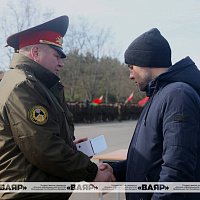 Чествование военнообязанных, принимавших участие в мероприятиях проверки боевой готовности Вооружённых Сил