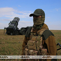 В рамках двустороннего комплексного учения учебно-боевые задачи выполняют подразделения РСЗО «Ураган»