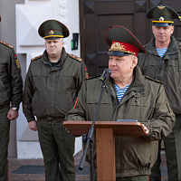 Торжественный ритуал прощания с Боевым Знаменем начальника Военной академии генерал-майора Андрея Горбатенко