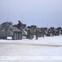 Подразделение механизированной бригады Западного оперативного командования прибыло в район сосредоточения