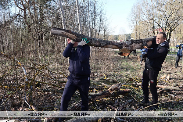 Войска Гродненского гарнизона принимают активное участие в республиканском субботнике