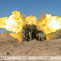 На полигоне Осиповичский проходит состязание на лучшую артиллерийскую батарею ракетных войск и артиллерии Вооруженных Сил.