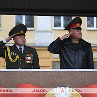 Торжественная церемония прощания со знаменем командира 127 брс гвардии полковника Вадима Янушкевича