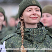 Очередная тренировка расчетов пешей колонны к параду войск Минского гарнизона 9 Мая