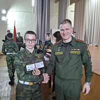 Вручение удостоверений учащимся военно‑патриотического клуба «Юный танкист»